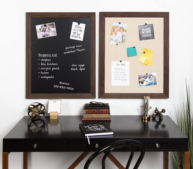 DesignOvation Beatrice Framed Linen Fabric Pinboard, 23x29, Walnut Brown - Image 2